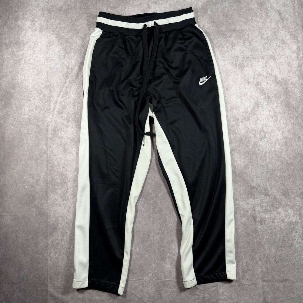 Nike Air Big Boys Kids Track Pants Size Large Black White Side Stripe Joggers